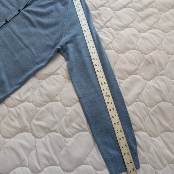 Sky Blue merino wool button detail cardigan XL EUC no brand, tag snipped - Picture 6 of 10
